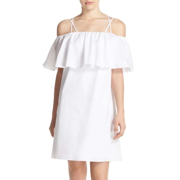 white cotton off the shoulder dress